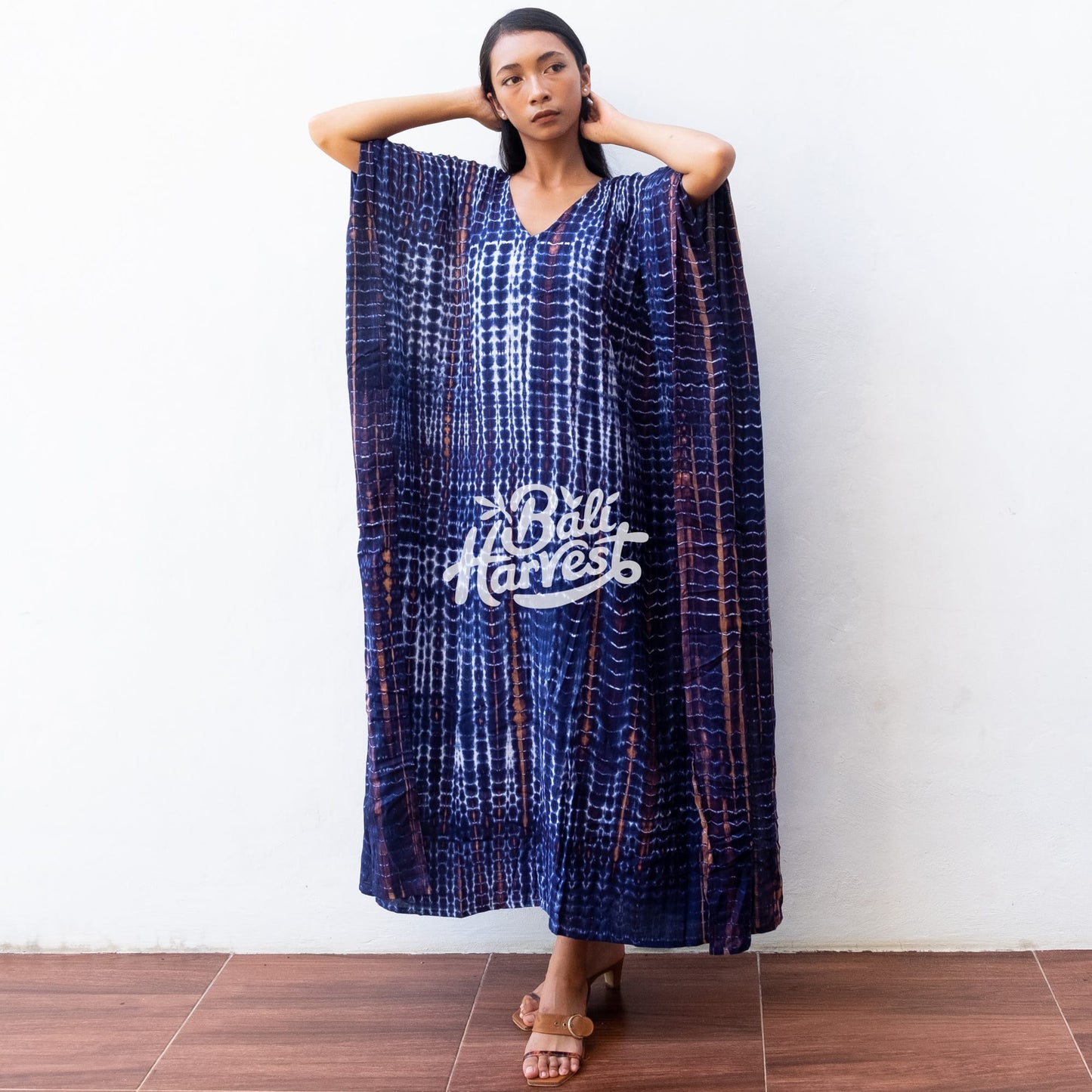 Tie Dye Kaftan Resort Dress (Prussian Blue)