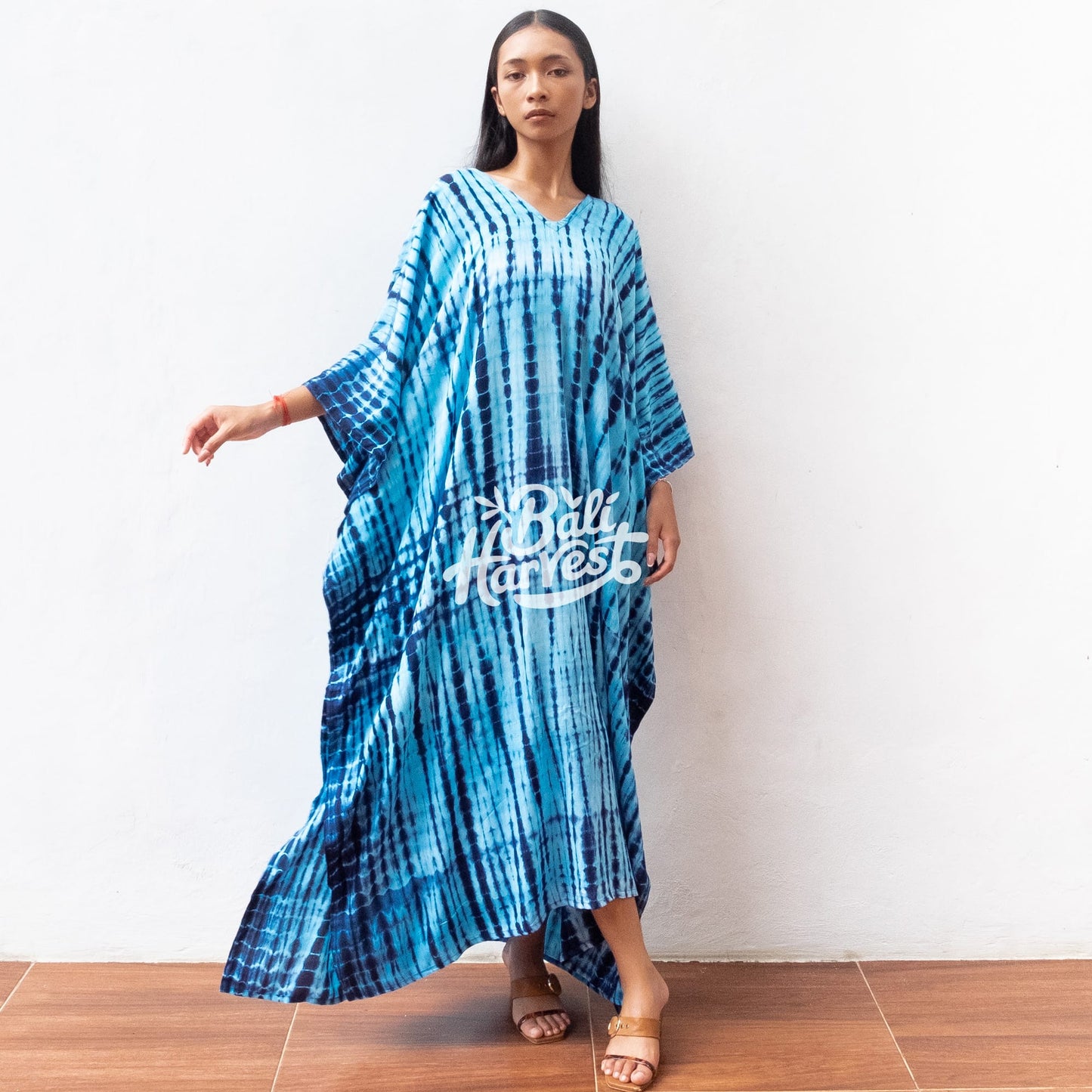 Tie Dye Kaftan Resort Dress (Ocean Blue)