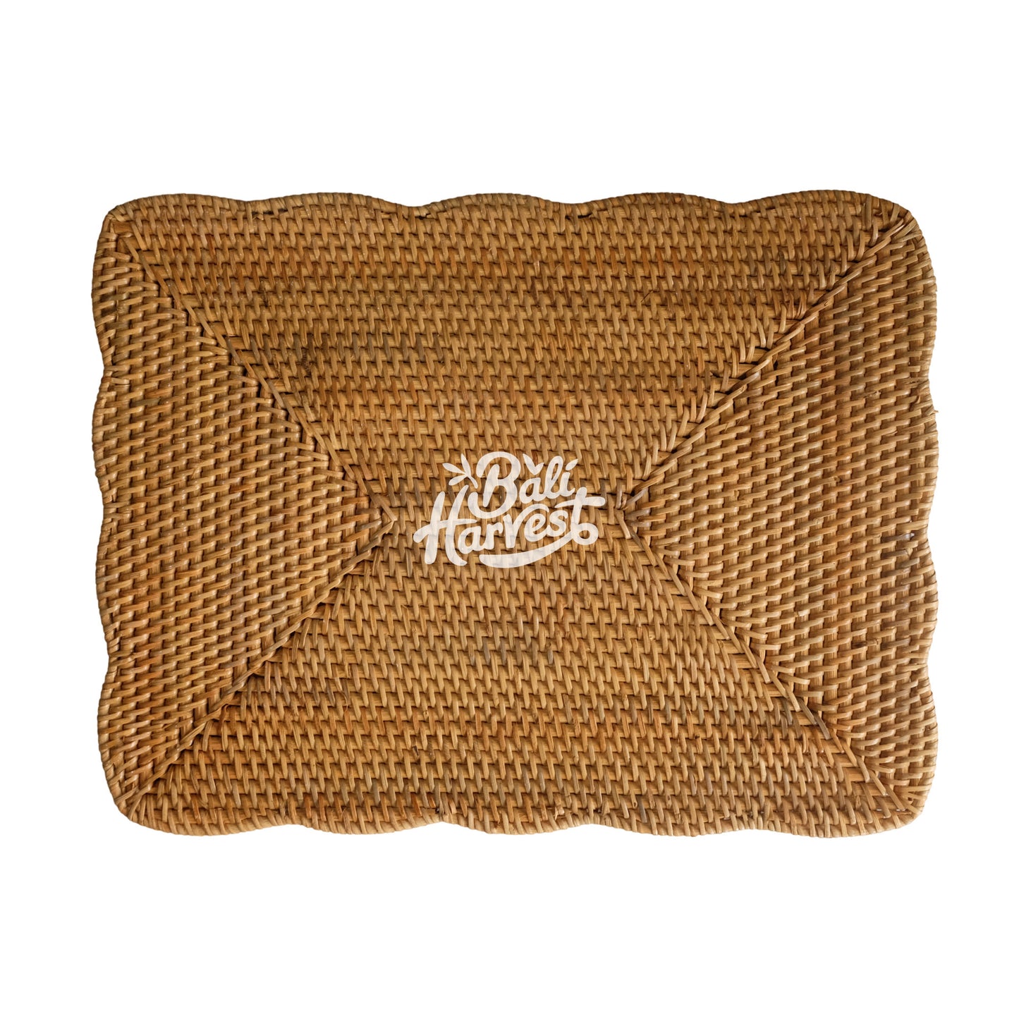 Rectangular Scallop Rattan Placemat (Brown)