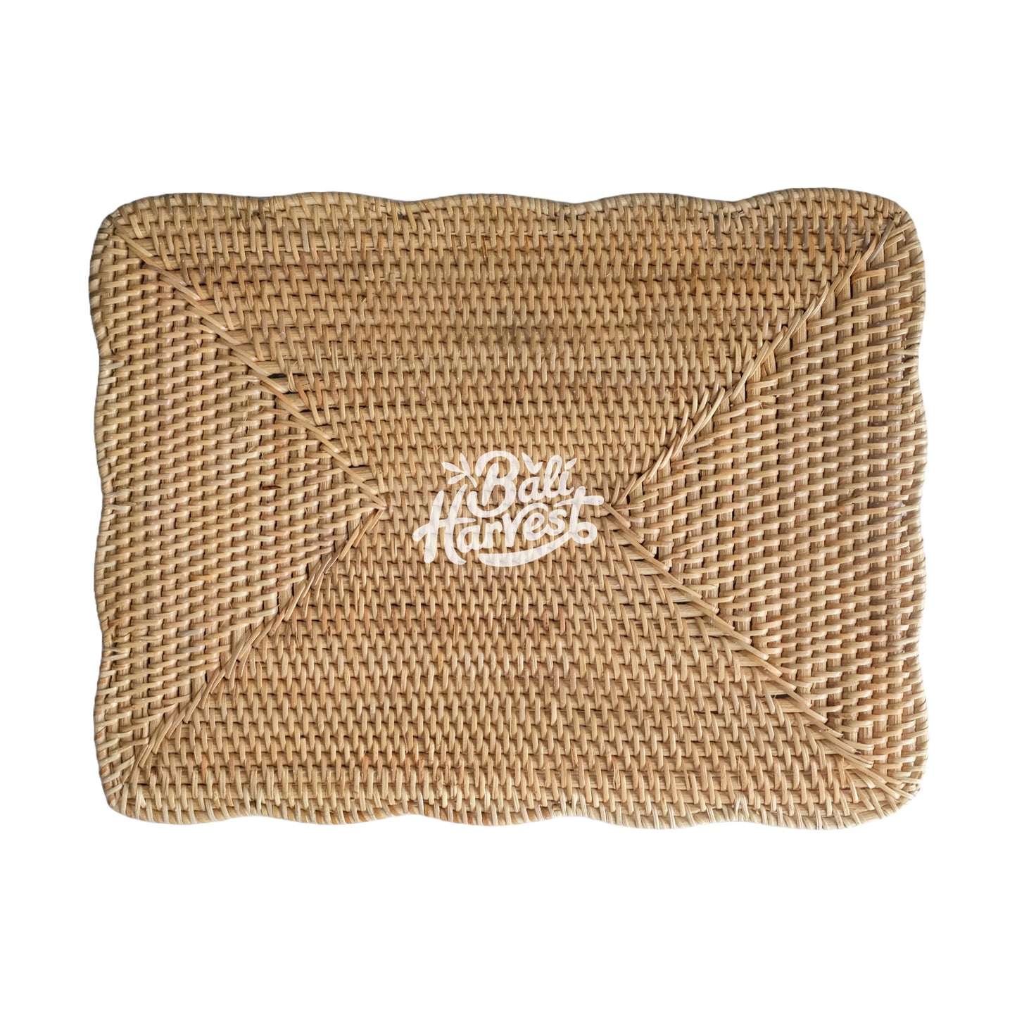 Rectangular Scallop Rattan Placemat (Natural)