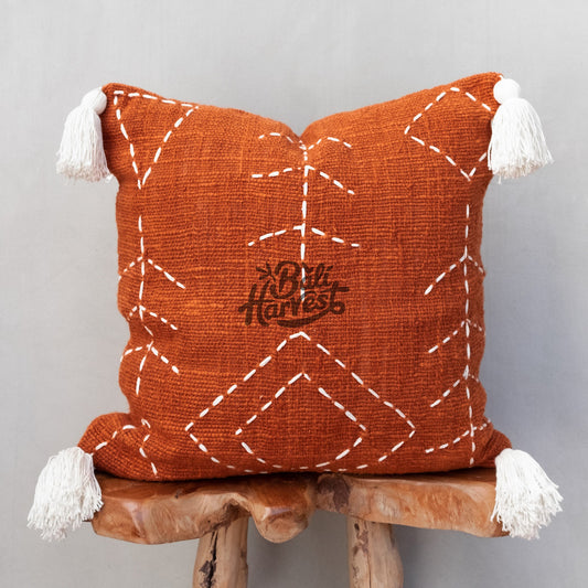 Boho Cushion Cover / Throw Pillow (Brick Arrow Tassel)