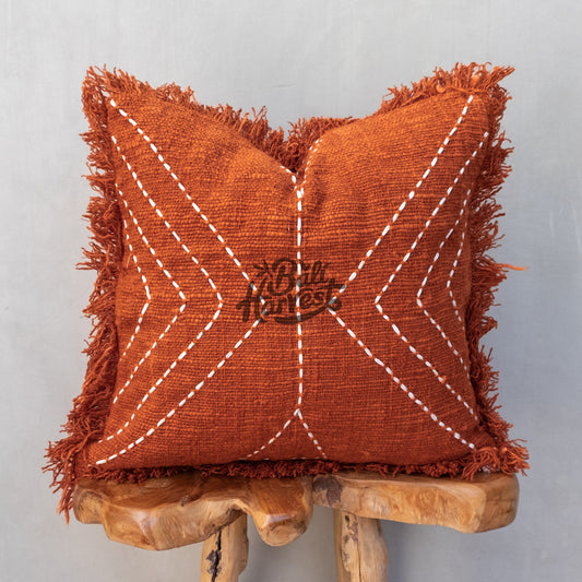 Boho Cushion Cover / Throw Pillow (Brick Geometry Fringe)