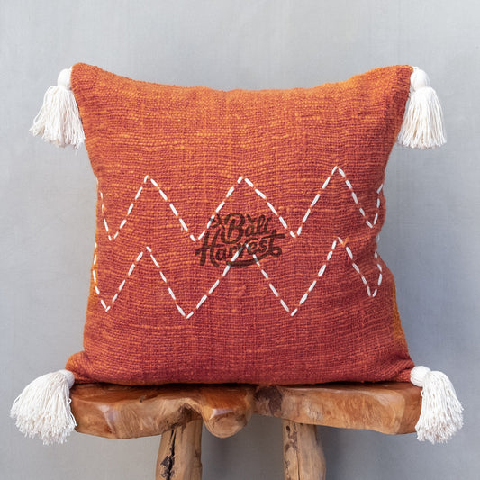 Boho Cushion Cover / Throw Pillow (Brick ZigZag Tassel)