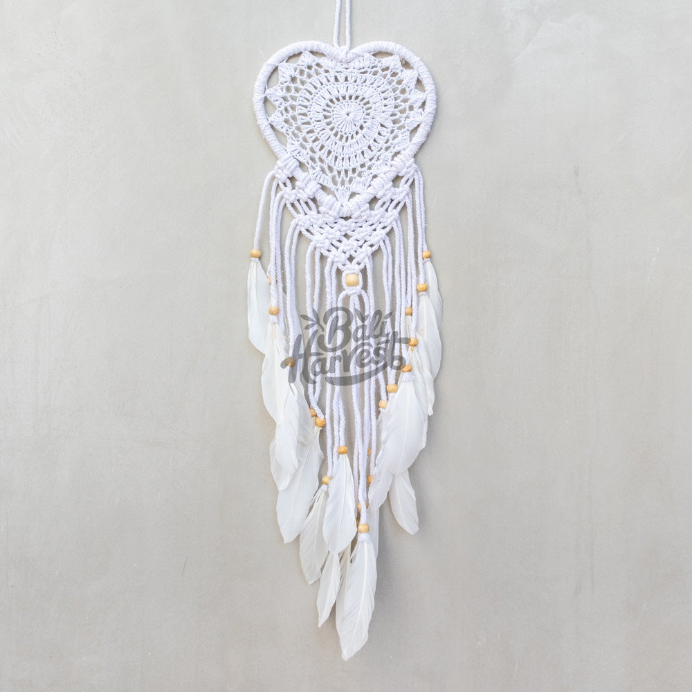 Crochet Macrame Dreamcatcher (Heart White)