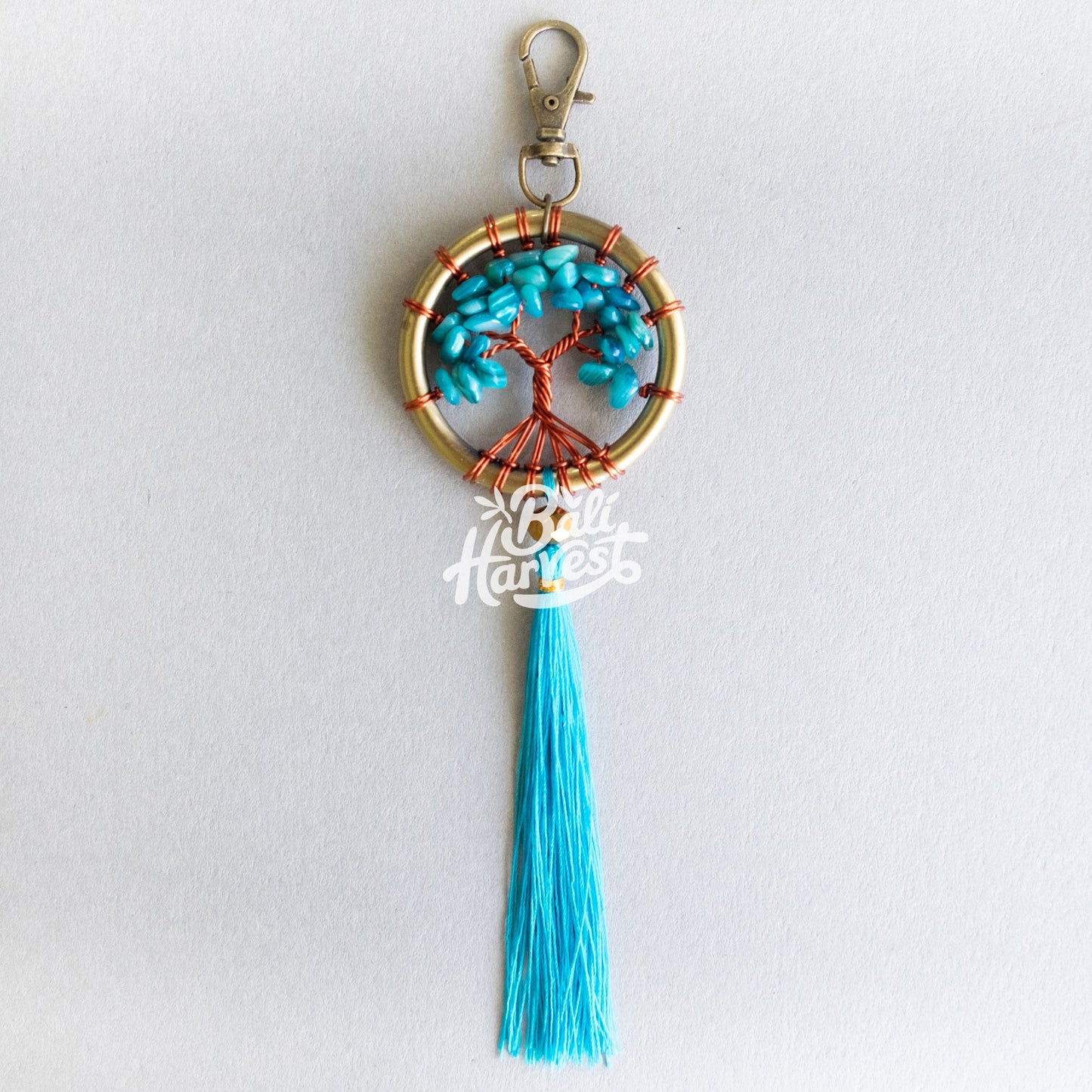 Stone Brass Dreamcatcher Keychain (Blue Turquoise)