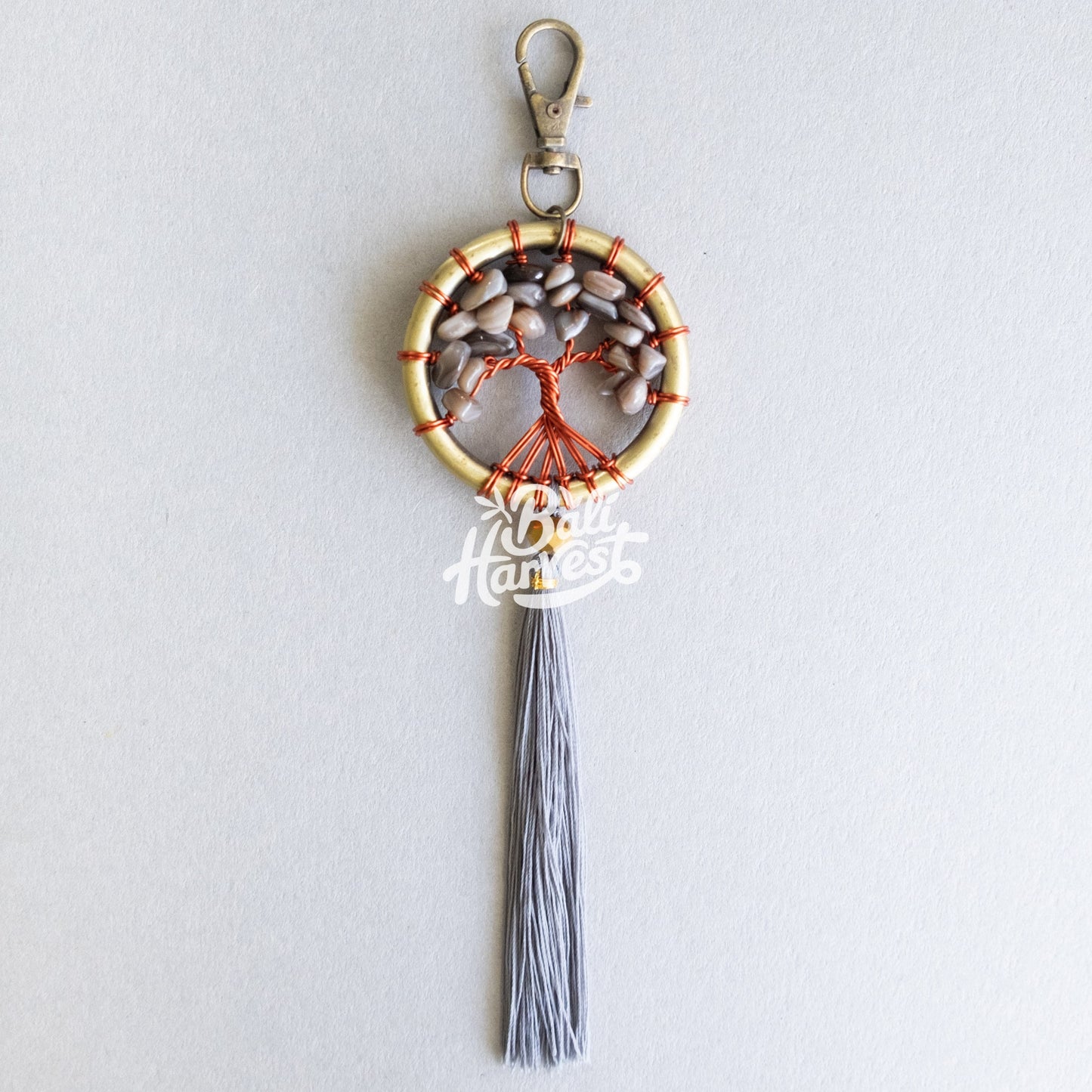 Stone Brass Dreamcatcher Keychain (Gray Shell)