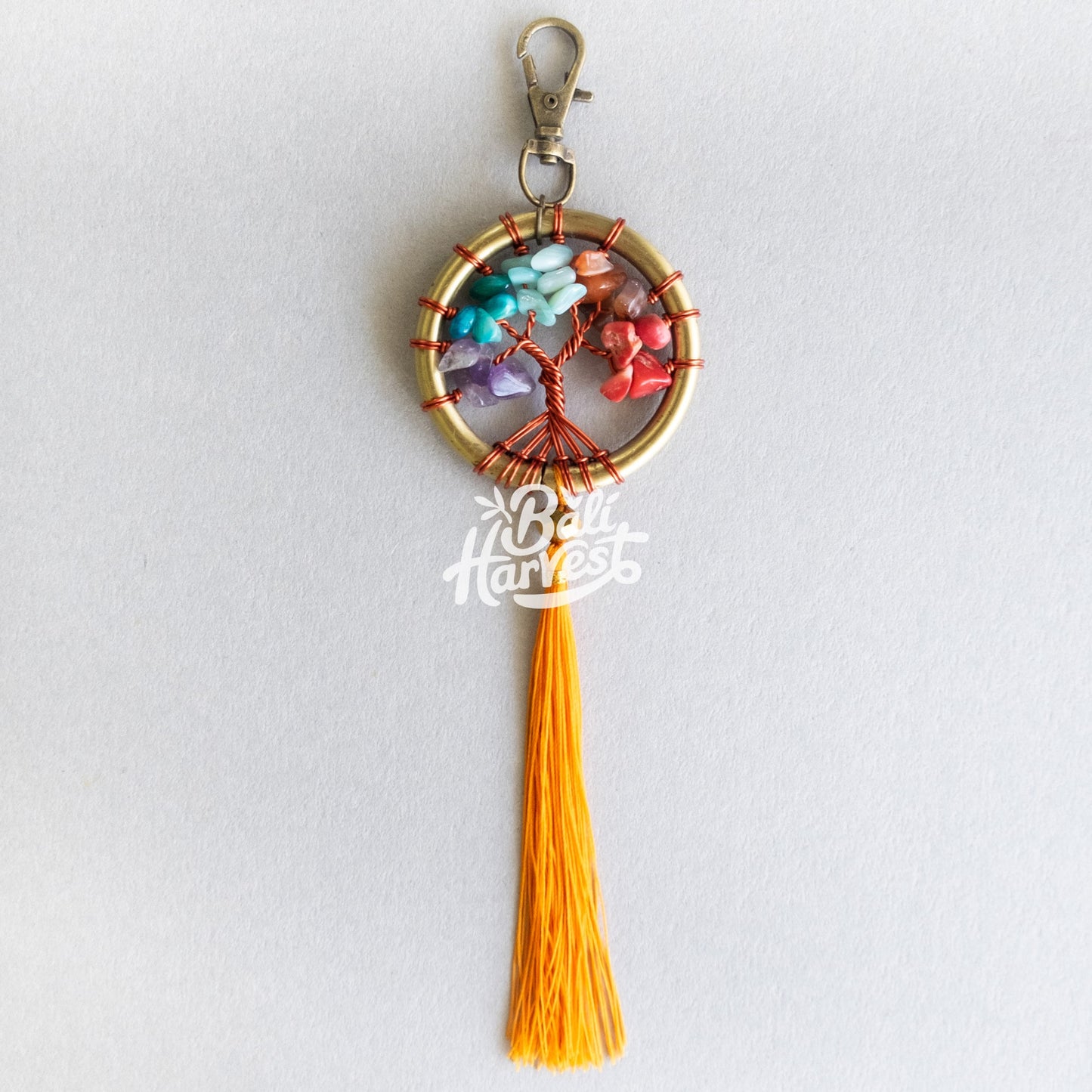 Stone Brass Dreamcatcher Keychain (Rainbow)