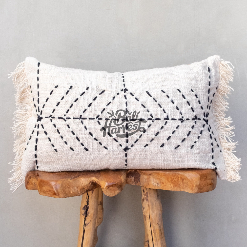 Boho Cushion Cover / Throw Pillow (Geometry Fringe Lumbar)