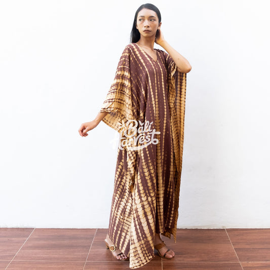 Tie Dye Kaftan Resort Dress (Brown Gold)