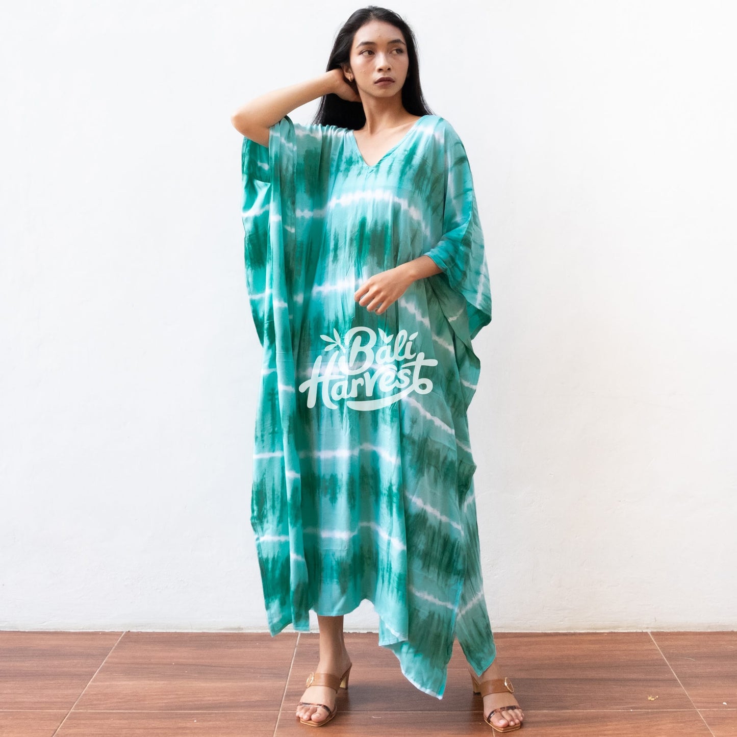 Tie Dye Kaftan Resort Dress (Layer Green)