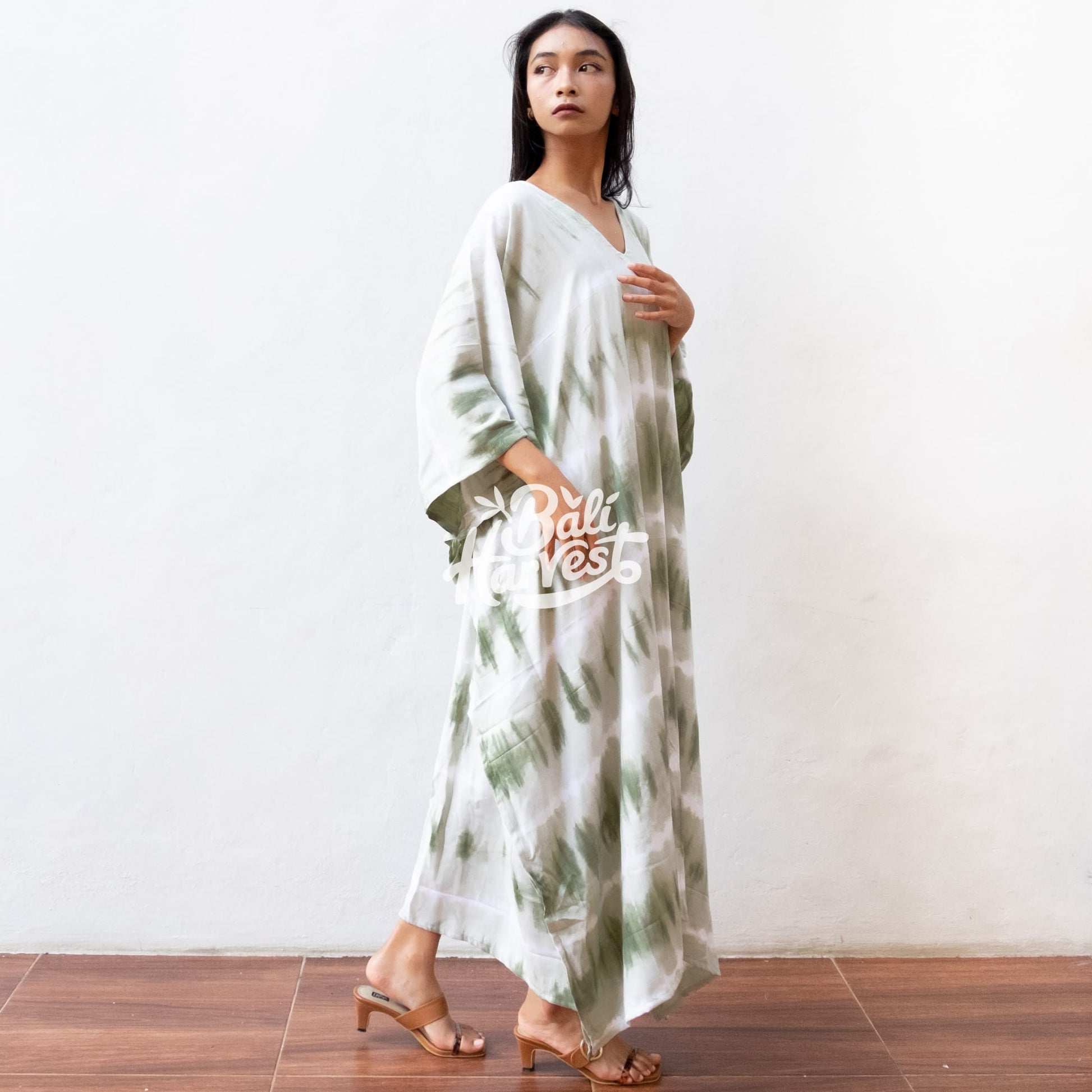 Tie Dye Kaftan Resort Dress (Layer Sage) Bali Harvest Tie Dye Kaftan Resort Dress (Layer Sage) Bali Harvest