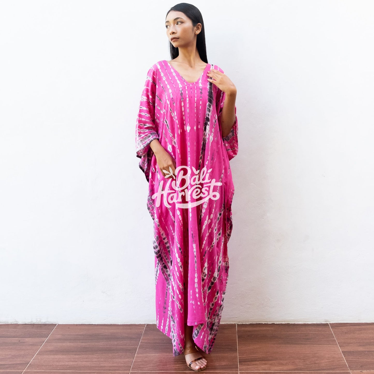 Tie Dye Kaftan Resort Dress (Hot Pink)