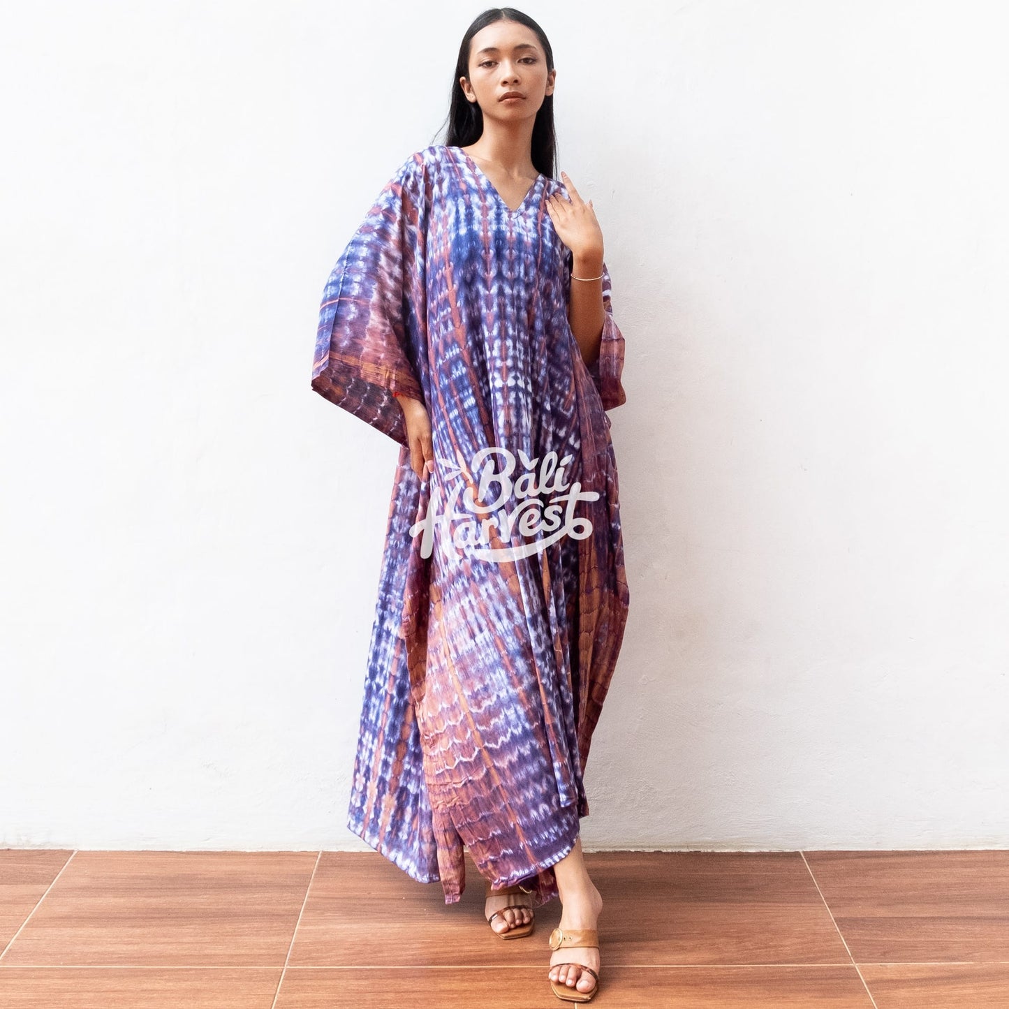 Tie Dye Kaftan Resort Dress (Indigo Light)