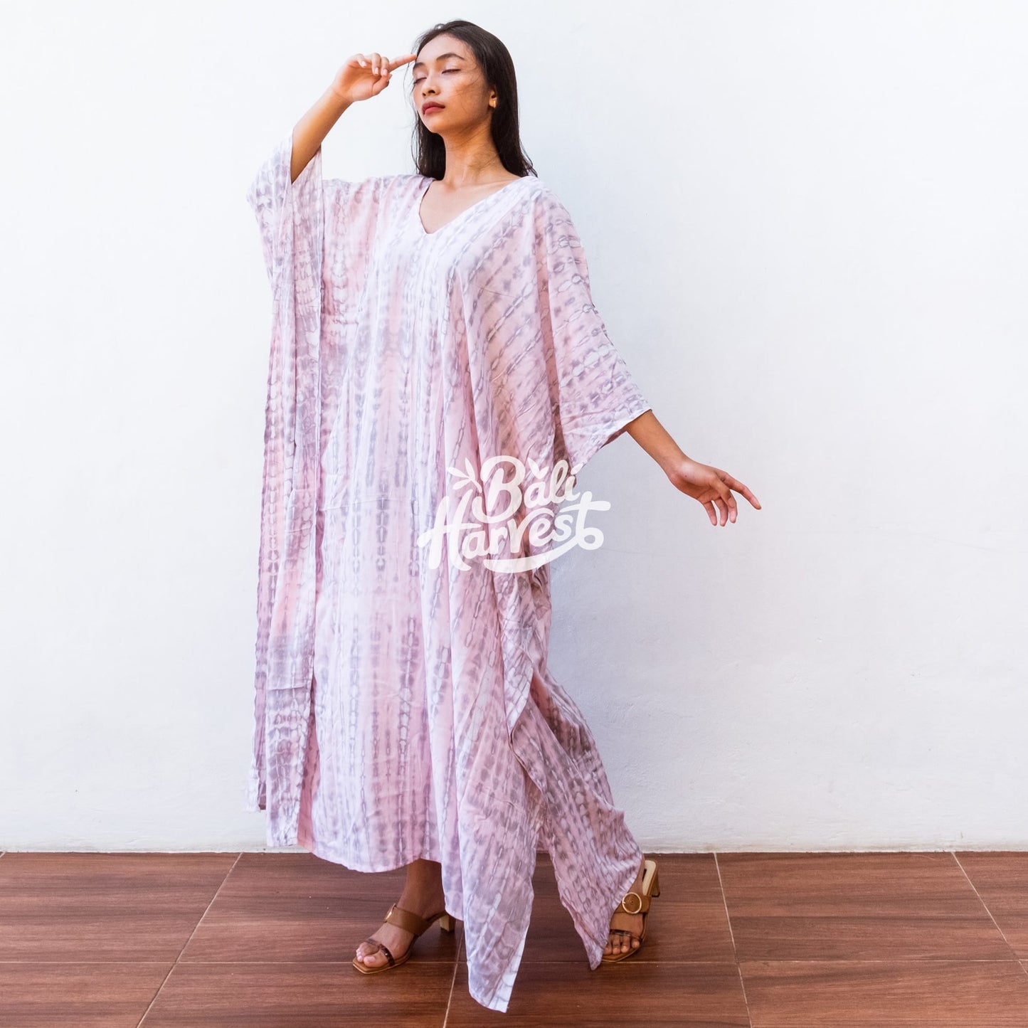 Tie Dye Kaftan Resort Dress (Pink Grey Light)