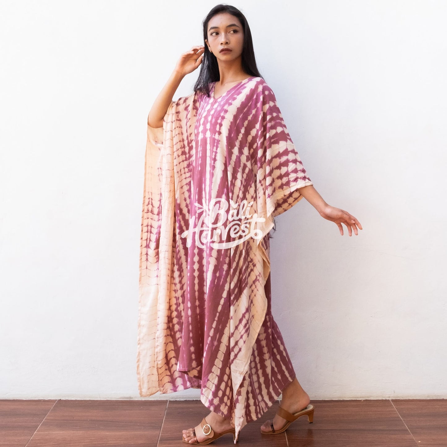 Tie Dye Kaftan Resort Dress (Plum)