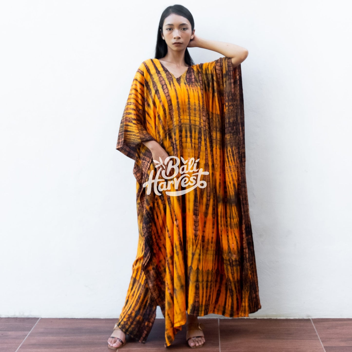 Tie Dye Kaftan Resort Dress (Pumpkin)