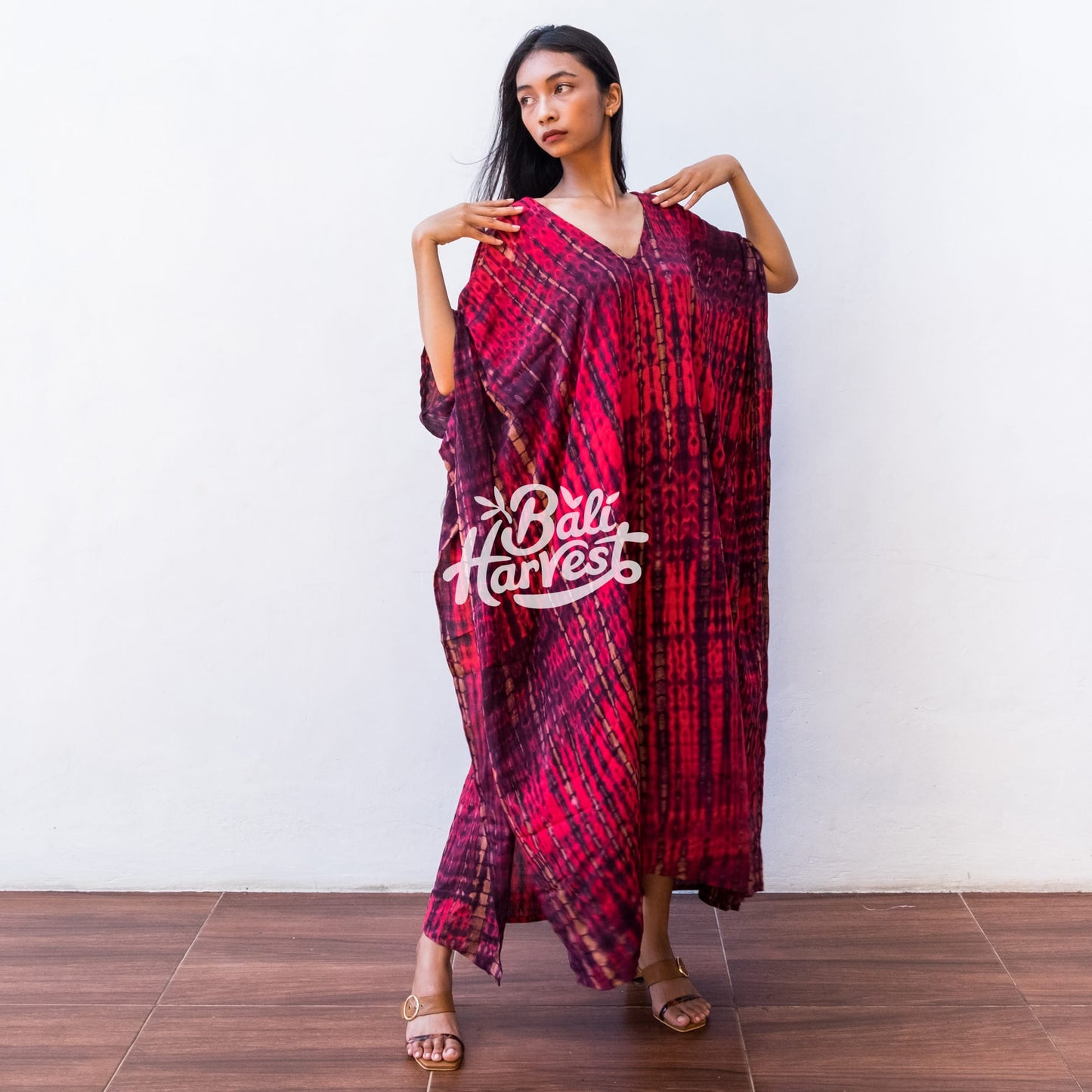 Tie Dye Kaftan Resort Dress (Red)