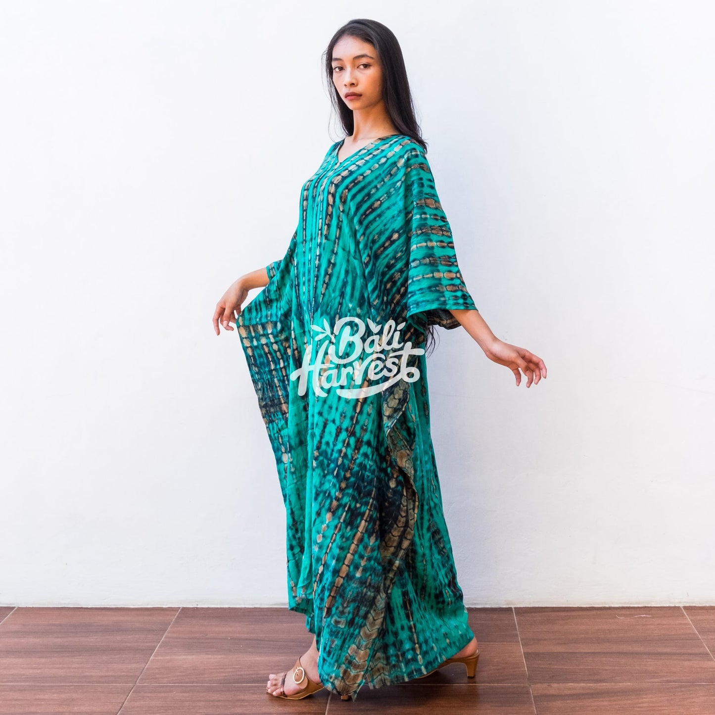 Tie Dye Kaftan Resort Dress (Turquoise)