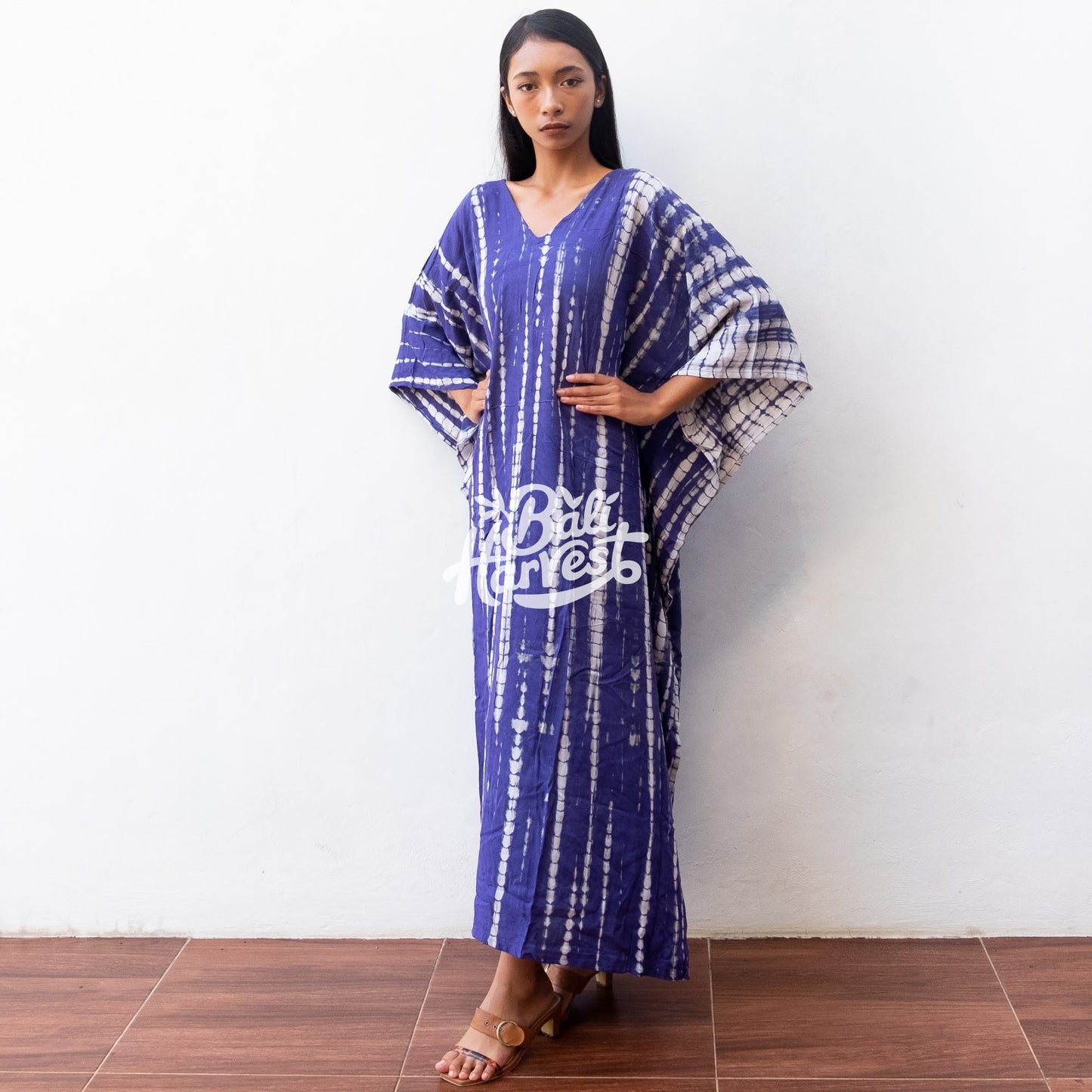 Tie Dye Kaftan Resort Dress (Violet Blue)