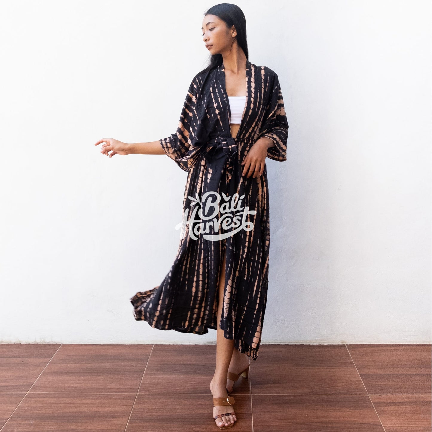 Tie Dye Kimono Cover Up (Black Peach)