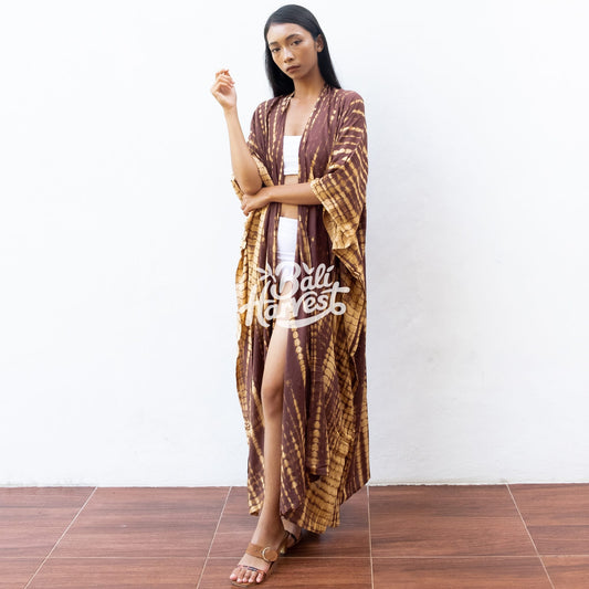 Tie Dye Kimono Cover Up (Brown Gold)