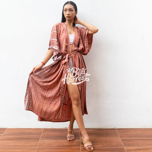 Tie Dye Kimono Cover Up (Coral)