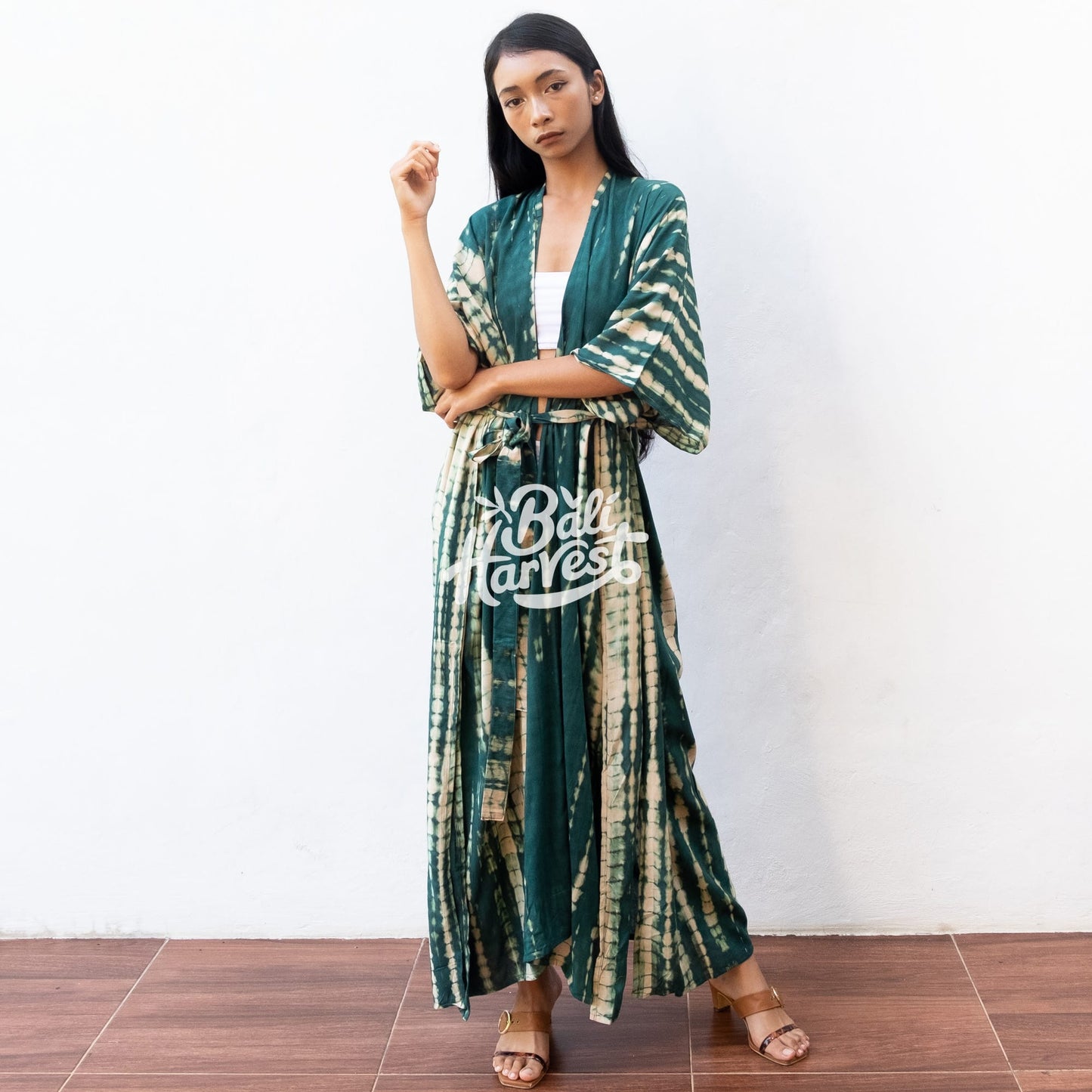 Tie Dye Kimono Cover Up (Green Cream)