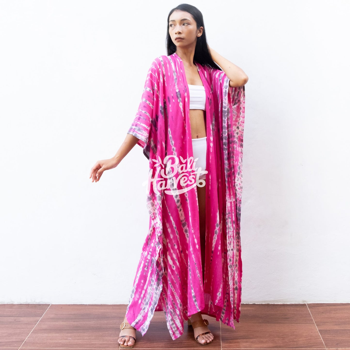 Tie Dye Kimono Cover Up (Hot Pink)