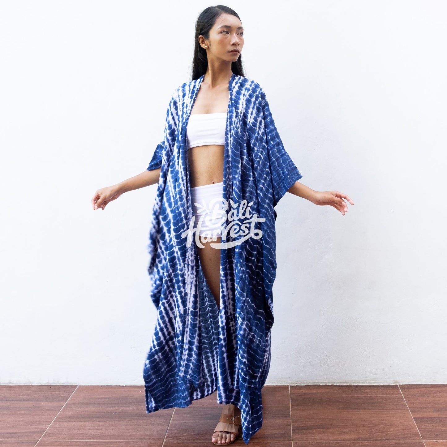 Tie Dye Kimono Cover Up (Navy White)