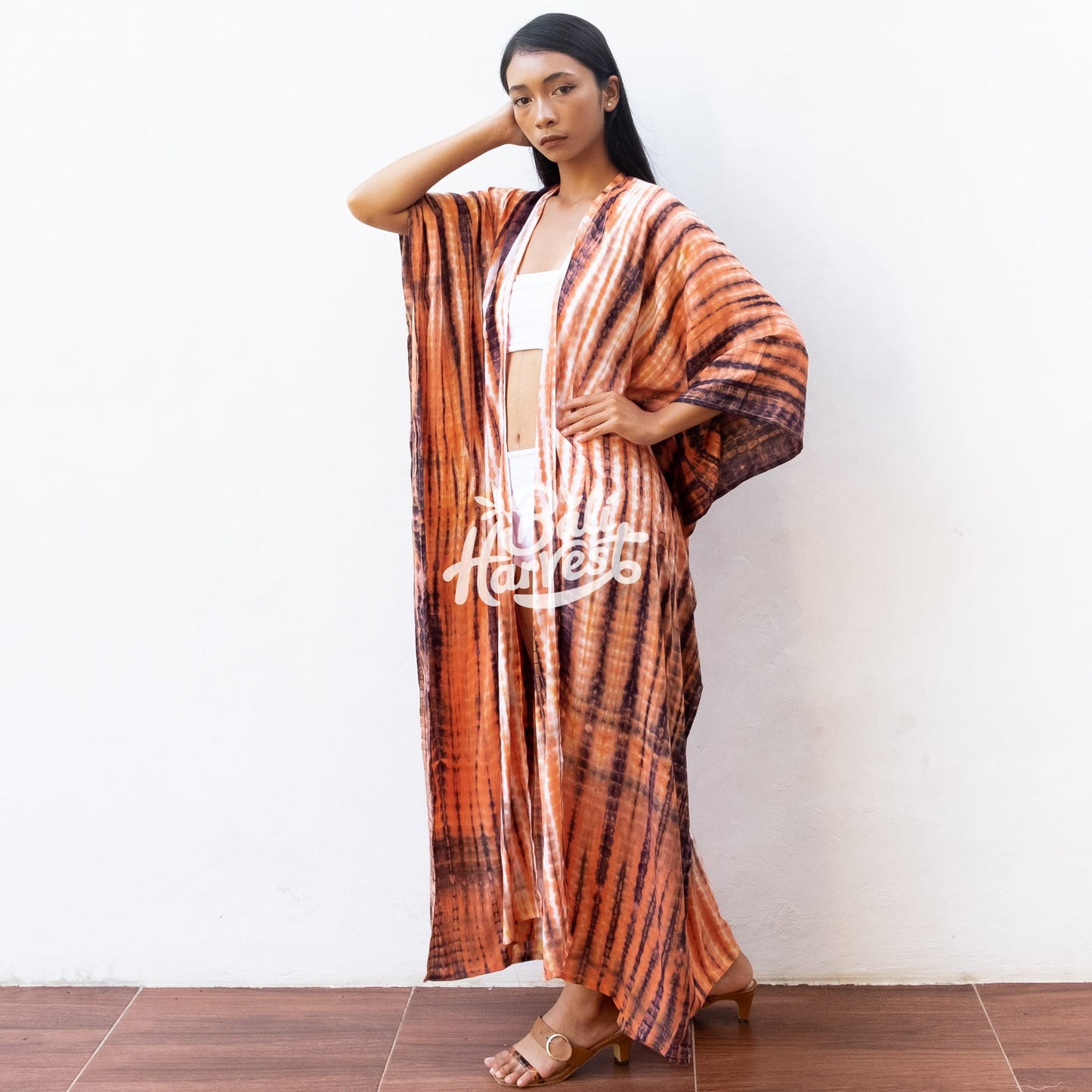 Tie Dye Kimono Cover Up (Orange Black)