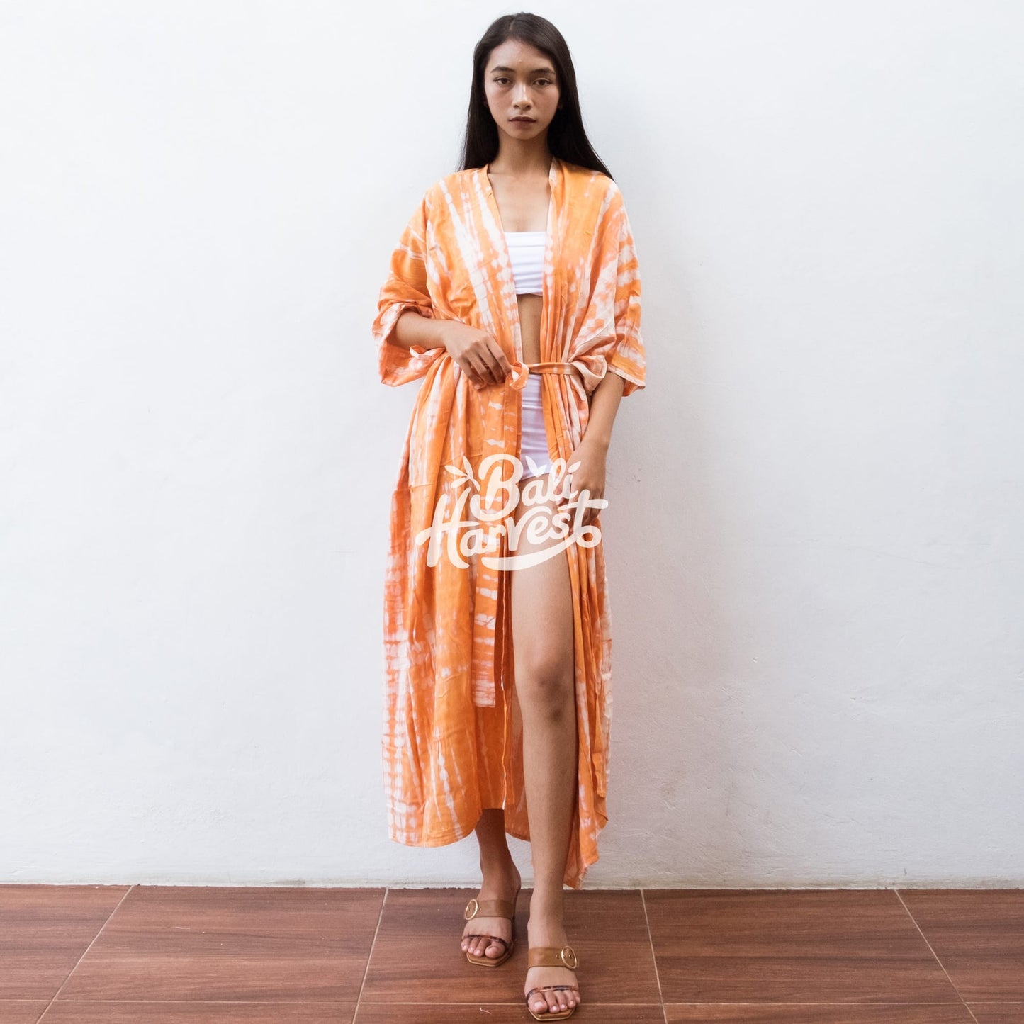 Tie Dye Kimono Cover Up (Orange White)