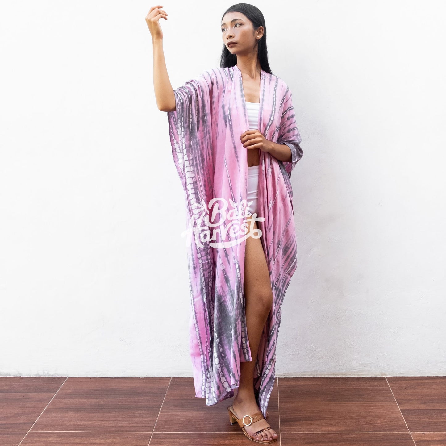 Tie Dye Kimono Cover Up (Pink Grey Dark)