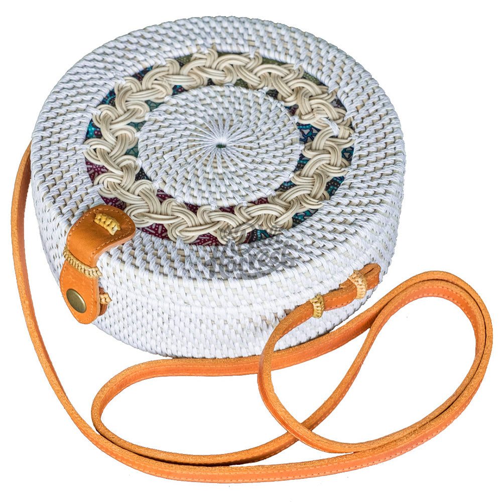 Round Rattan Bag (White Gendis)