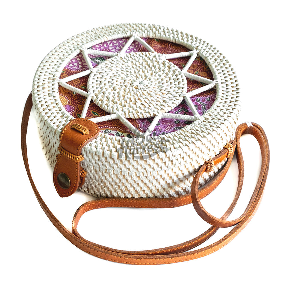 Round Rattan Bag (White Sun)