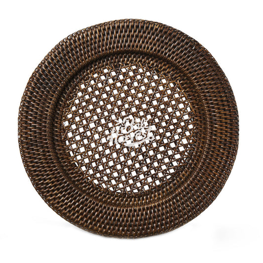 Woven Rattan Charger Plate (Dark Brown)