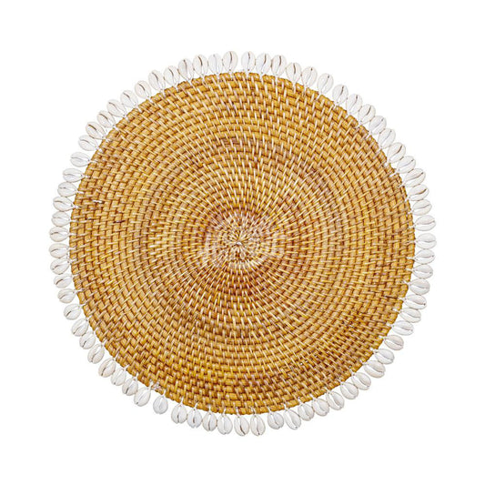 Rattan Placemat with Cowrie Shell (Brown)