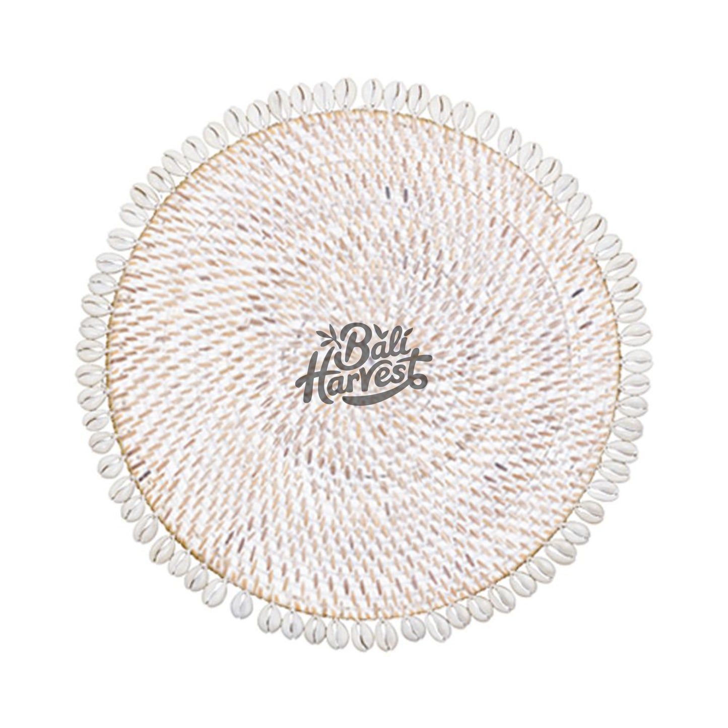 Rattan Placemat with Cowrie Shell (Whitewash)