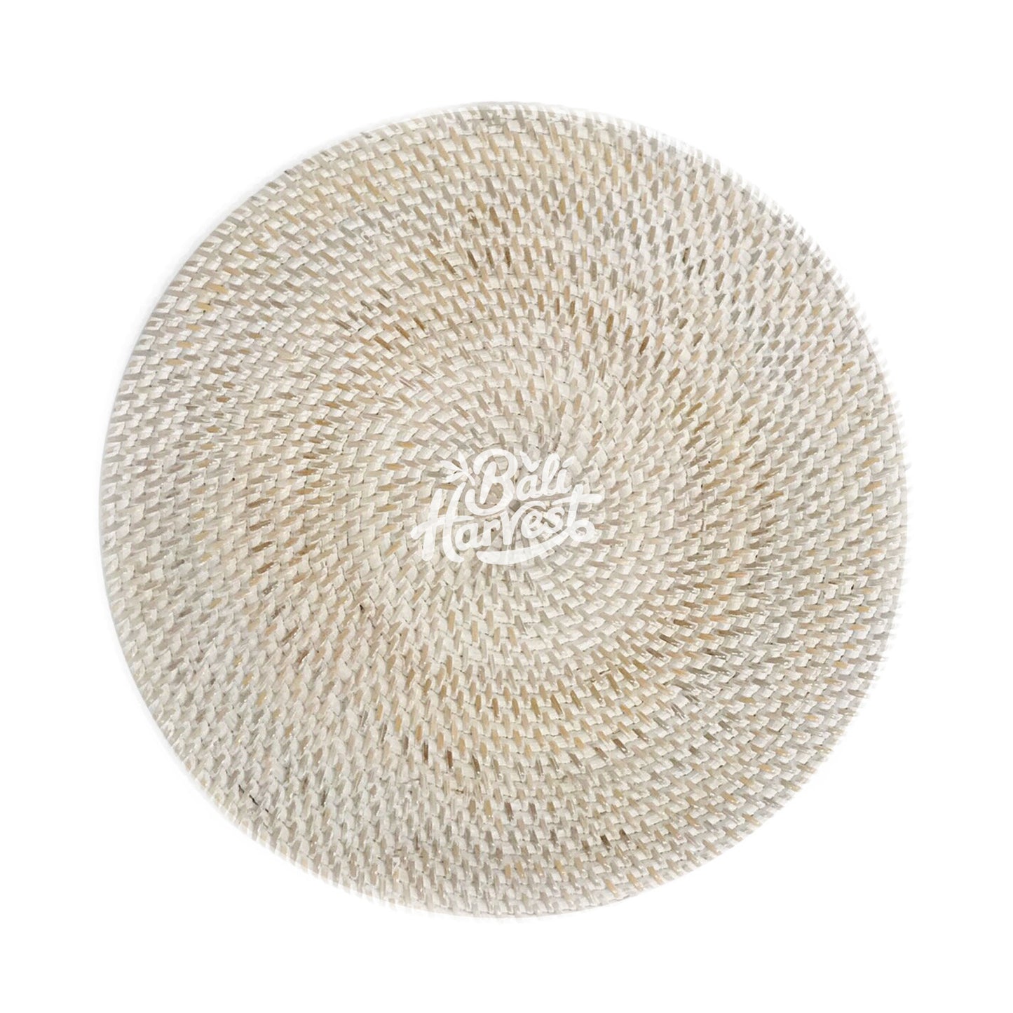 Round Rattan Placemat (Whitewash)