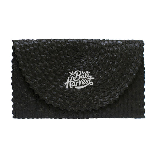 Palm Straw Clutch (Black)