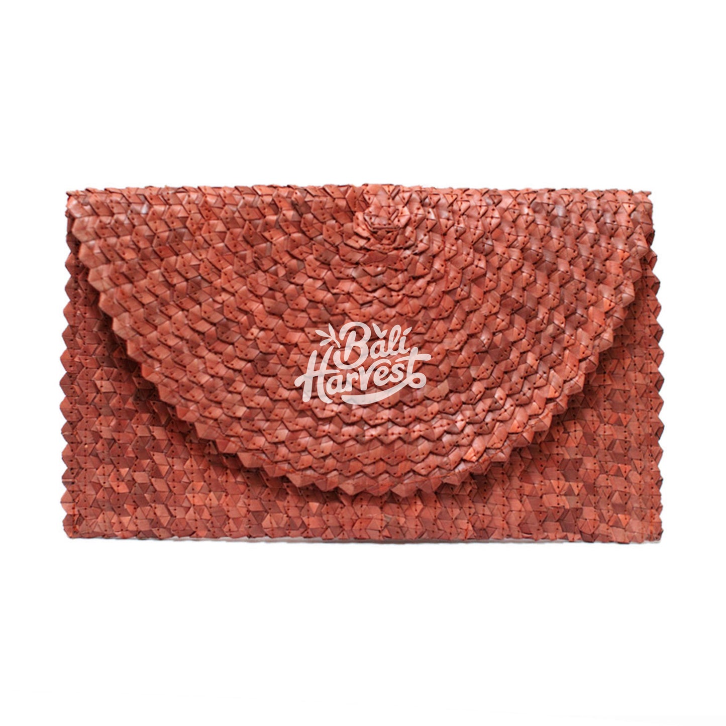 Palm Straw Clutch (Rust)