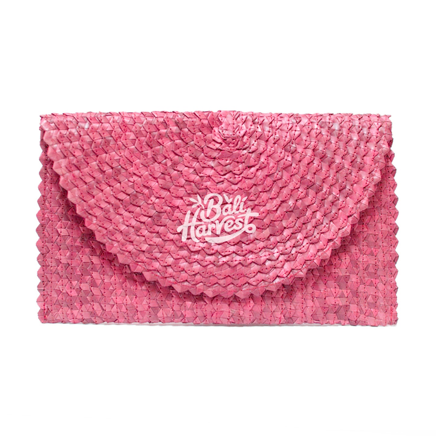 Palm Straw Clutch (Pink)