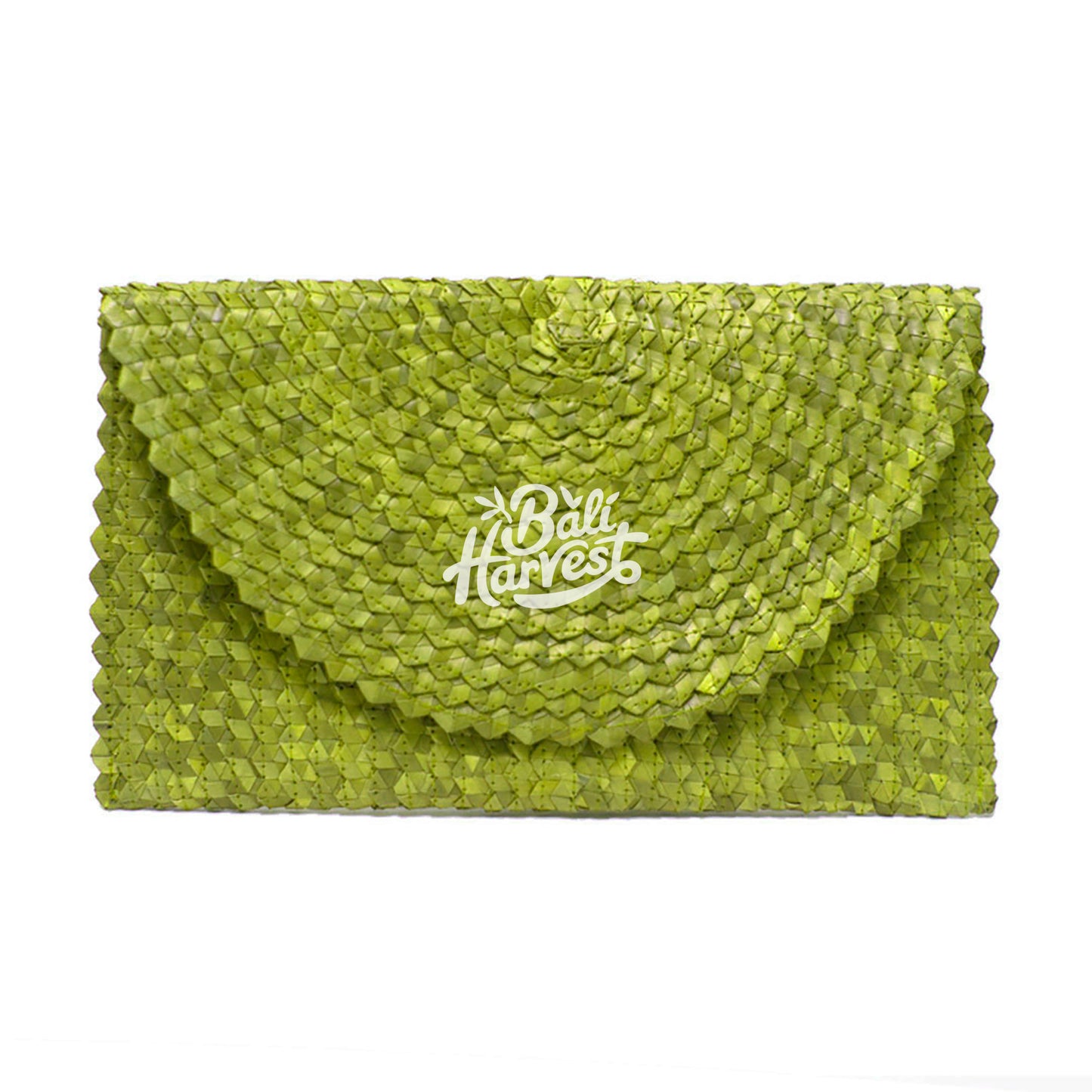 Palm Straw Clutch (Lime)