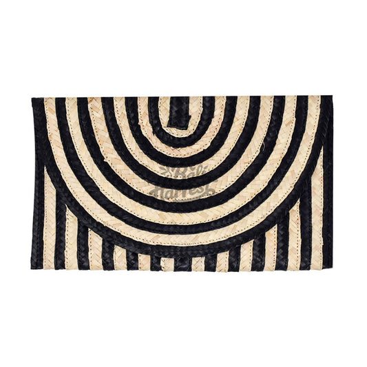 Palm Straw Clutch (Black Stripe)