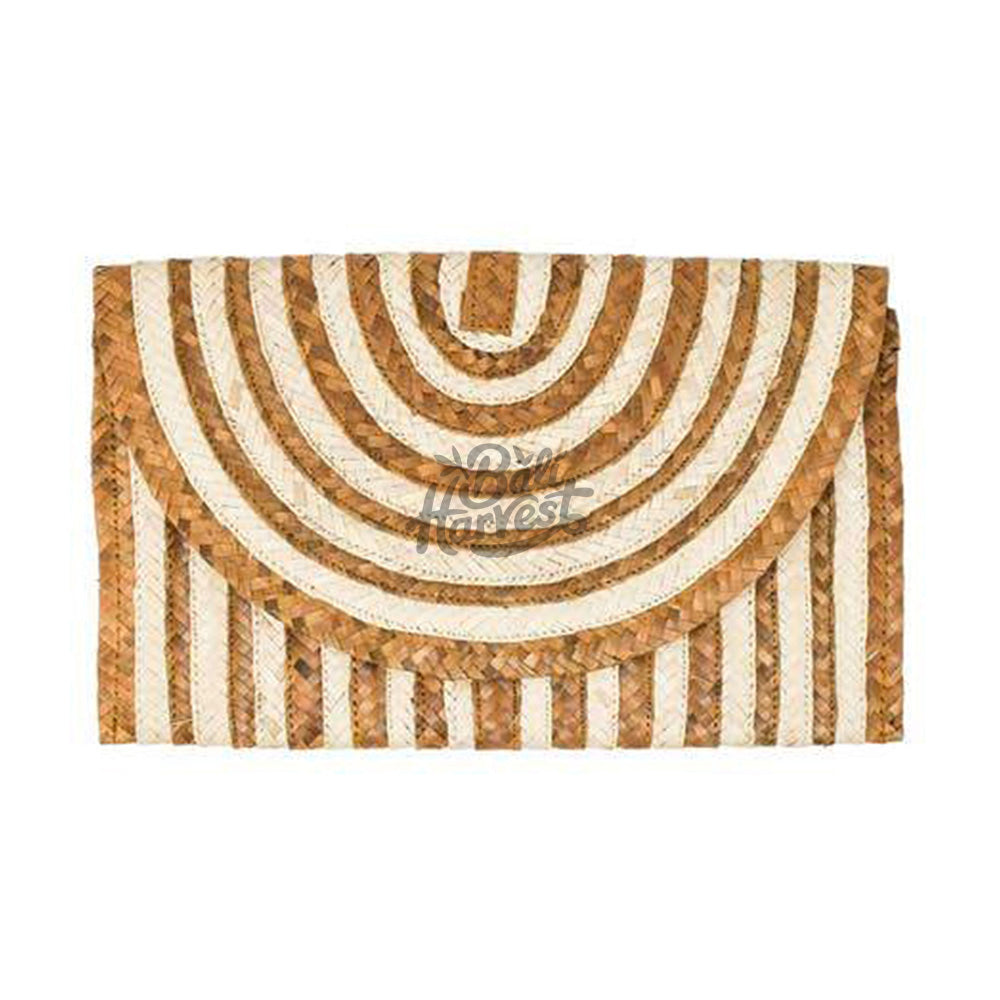 Palm Straw Clutch (Brown Stripe)