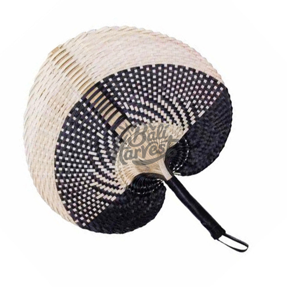 Woven Straw Hand Fan (Natural Black)