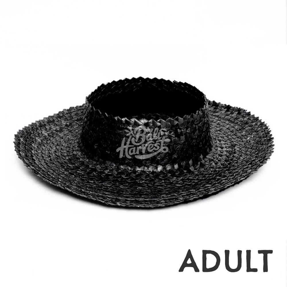 Straw Crownless Sun Hat Papale (Adult Black)