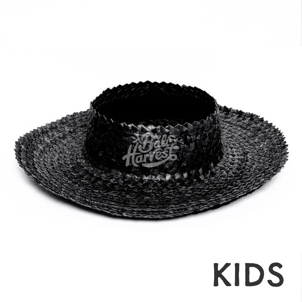 Straw Crownless Sun Hat Papale (Kids Black)