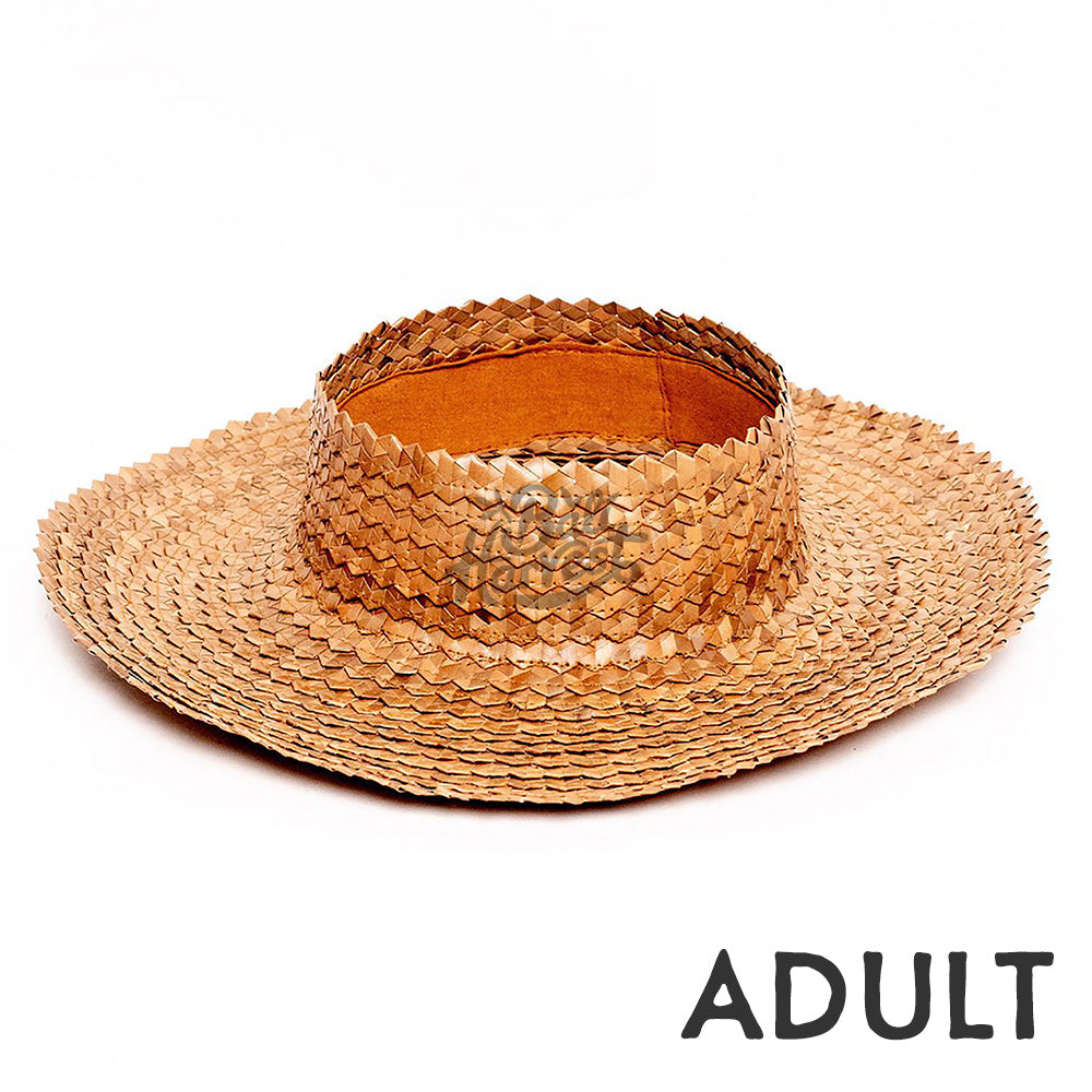 Straw Crownless Sun Hat Papale (Adult Brown)