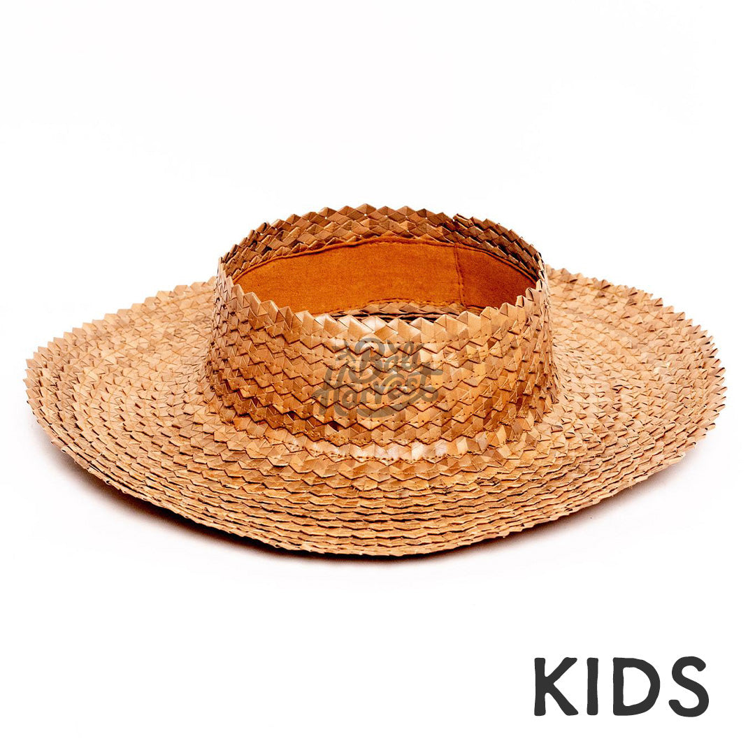 Straw Crownless Sun Hat Papale (Kids Brown)