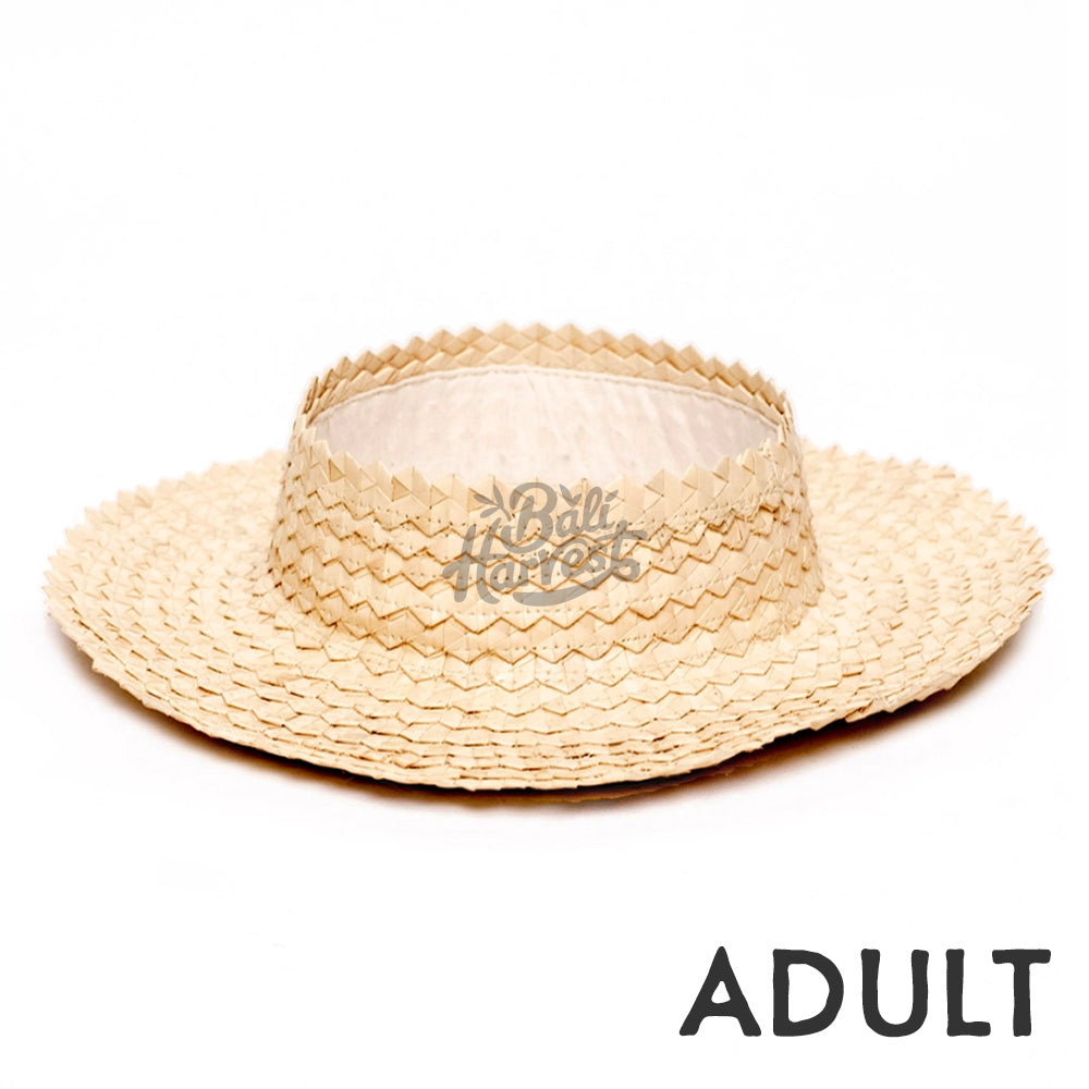 Straw Crownless Sun Hat Papale (Adult White)